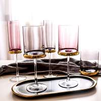 Creative European-style electroplating golden red wine glass tall champagne glass pink wedding glass cup