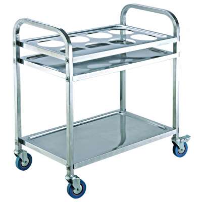 Mobile Tea Serving Cart/Stainless Steel Restaurant Beverage Drinks Cart with 2 Layers/Kitchen Food Service Cart Manufacturer