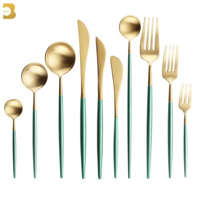 New Asakusa Green Amazon hot sale products 304 stainless steel gold cutlery set wedding