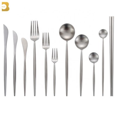 home decoration Brushed matte western tableware silver 72 pieces stainless steel cutlery set