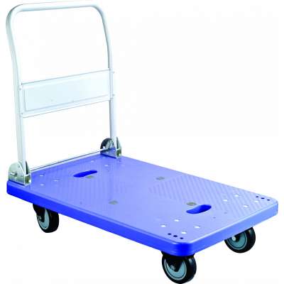 Plastic folding platform hand Warehouse Goods Moving Delivery Cart , Flat Car Kitchen Trolley Transportation Trolley