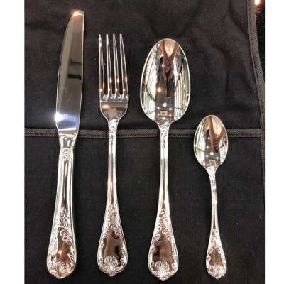 Retro 18/10 Luxury Flatware Knife Fork Spoon Banquet Event Silver Mirror Elegant Hotel Wedding Stainless Steel Metal Cutlery